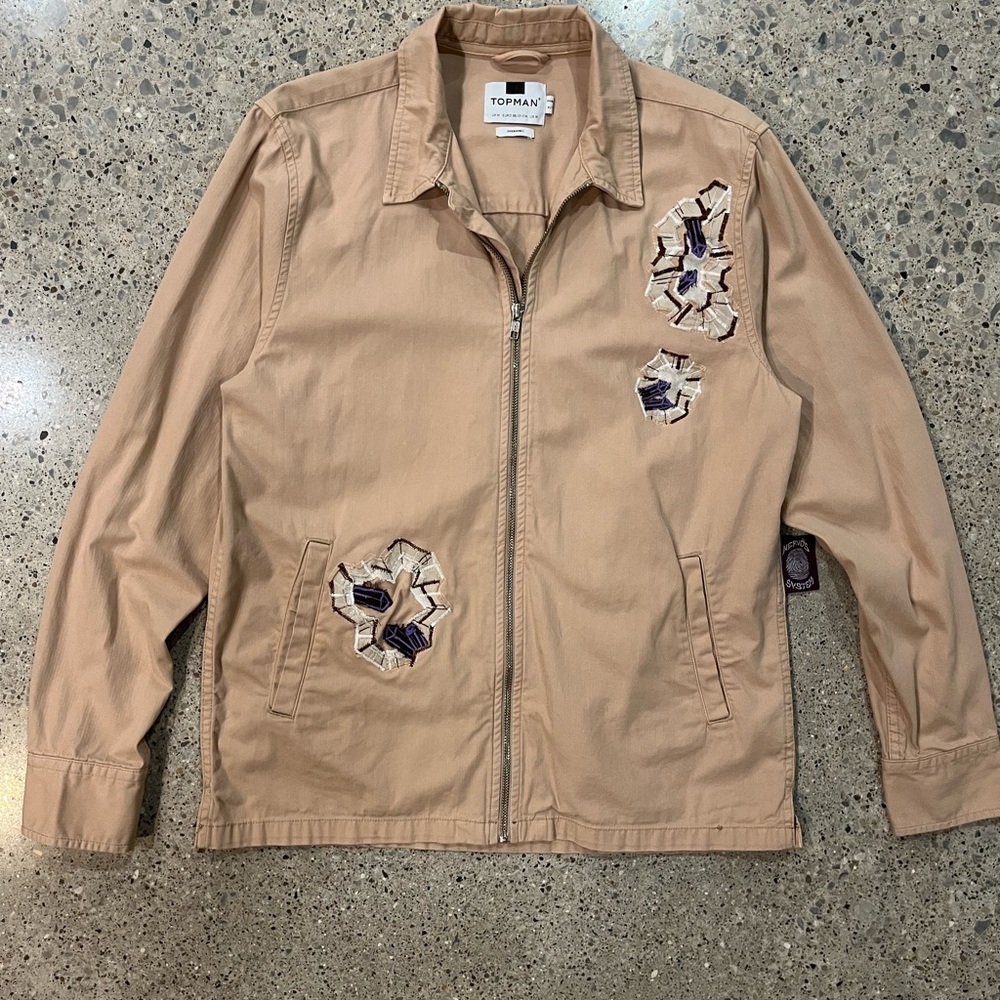 Topman Tan Jacket with Custom Patches